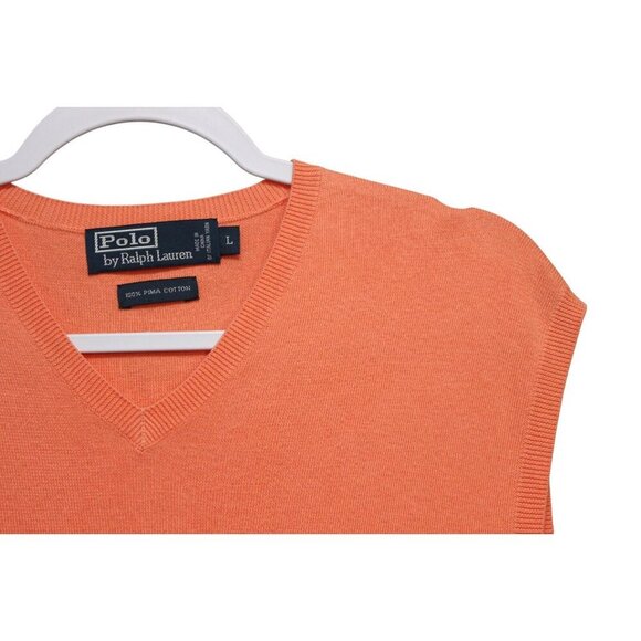 Polo Ralph Lauren Mens Sweater Vest Size Large Orange Pima Cotton Classic Preppy - Picture 7 of 11